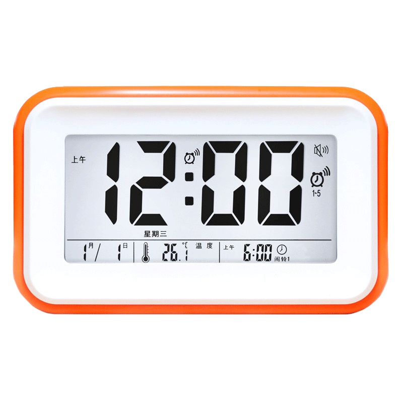 北极星(POLARIS)触摸感应液晶LED聪明钟个性懒人自动感光贪睡学生小闹钟夜光静音时尚电子时钟卧室床头钟