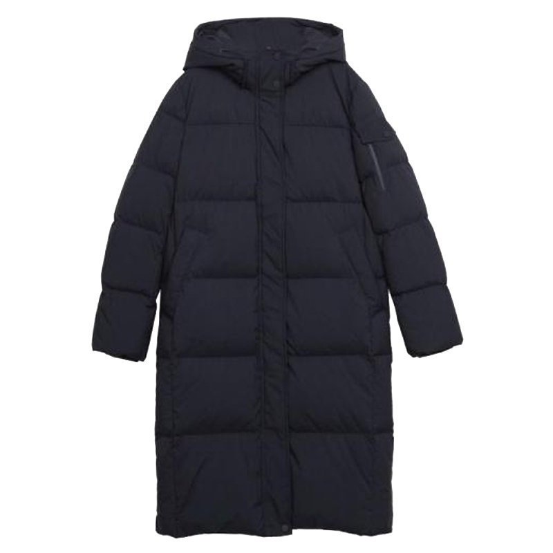 【专柜同款】羽绒服女装冬季韩版百搭直筒过膝连帽长款拉链时尚外套30084128