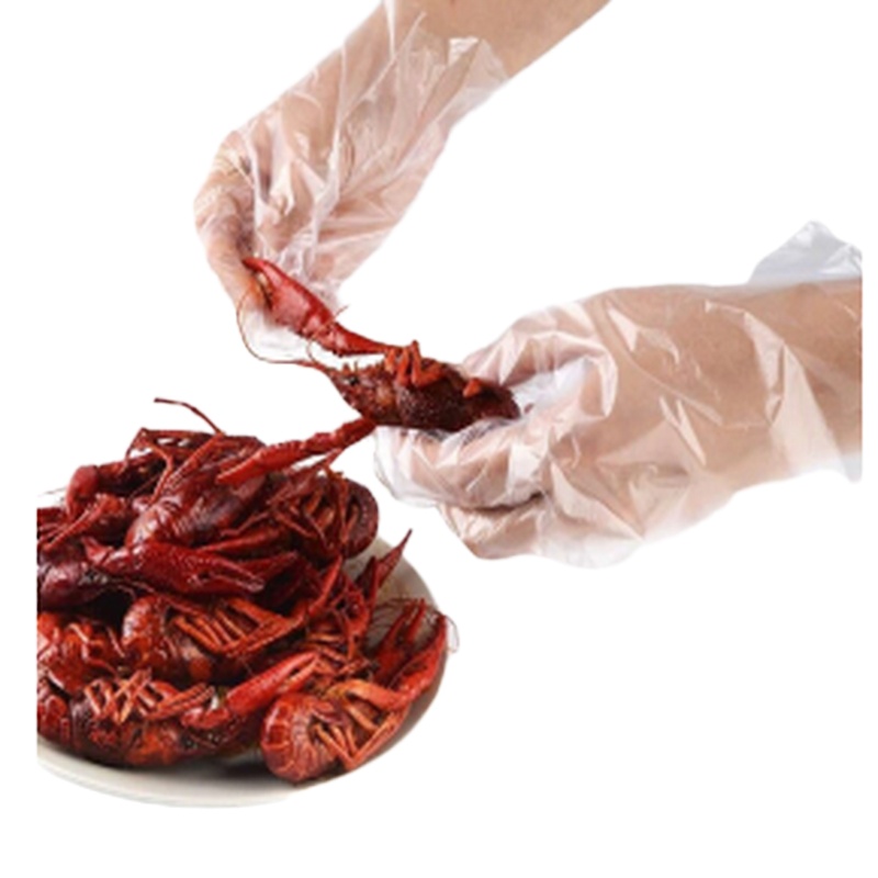 一次性手套餐饮食品吃龙虾透明塑料PE薄膜手套透明套 一次性手套180双/盒