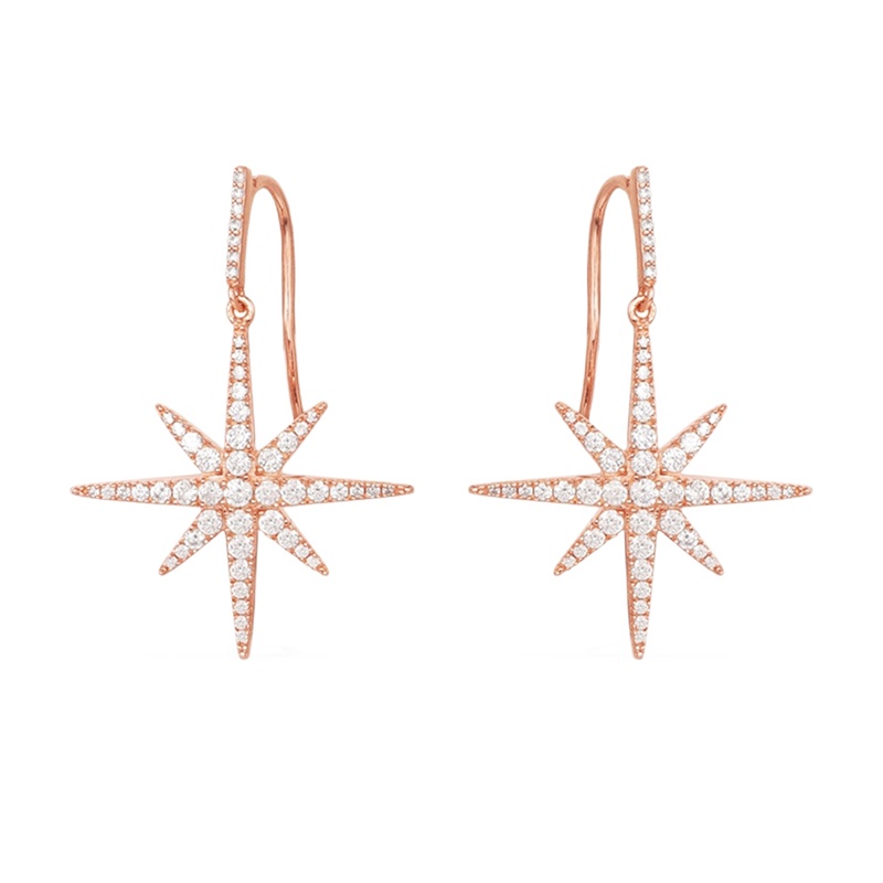 APM Monaco 粉金色纯女士S925银时尚饰品镶晶钻流星耳环首饰银耳饰 RE8540OX
