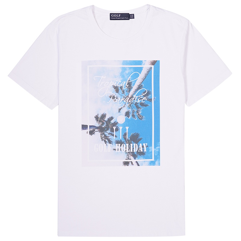 GOLF/高尔夫2019t恤男士白色夏季棉夏装上衣潮牌休闲短袖男