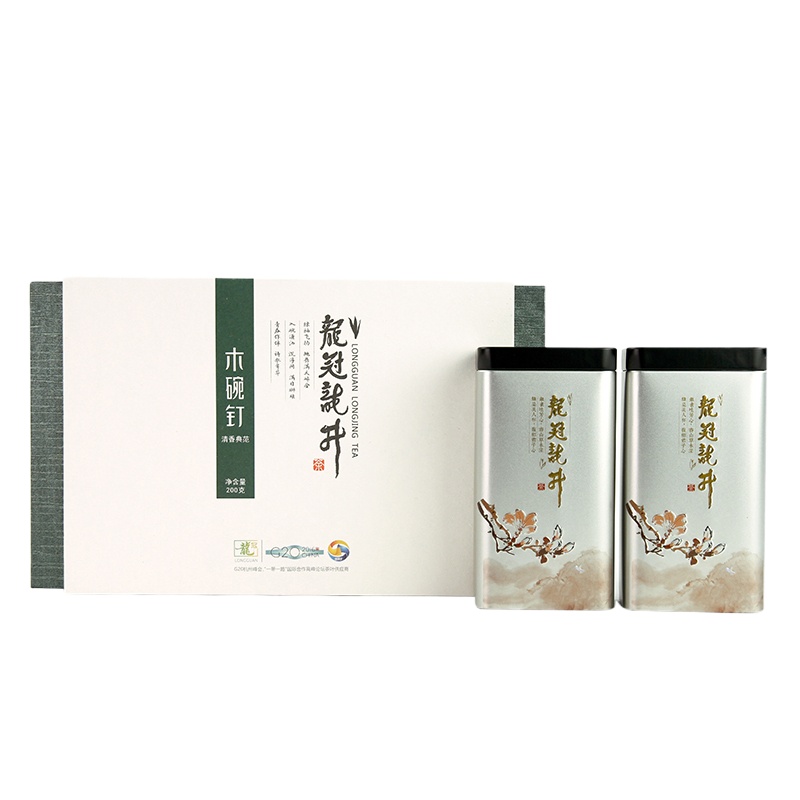 [2021新茶顺丰发货]G20峰会指定用茶纯手工炒制西湖龙冠龙井茶叶木碗钉雨前一级清香典范纯茶组合装200g ZX