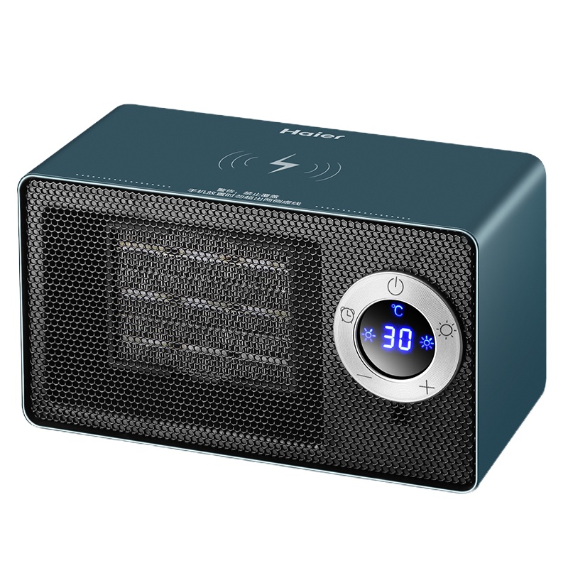 海尔(Haier)HNS1003W暖风机 无线手机充电 即开即热 倾倒断电 过热保护 电子触控 取暖器电暖气小太阳家用