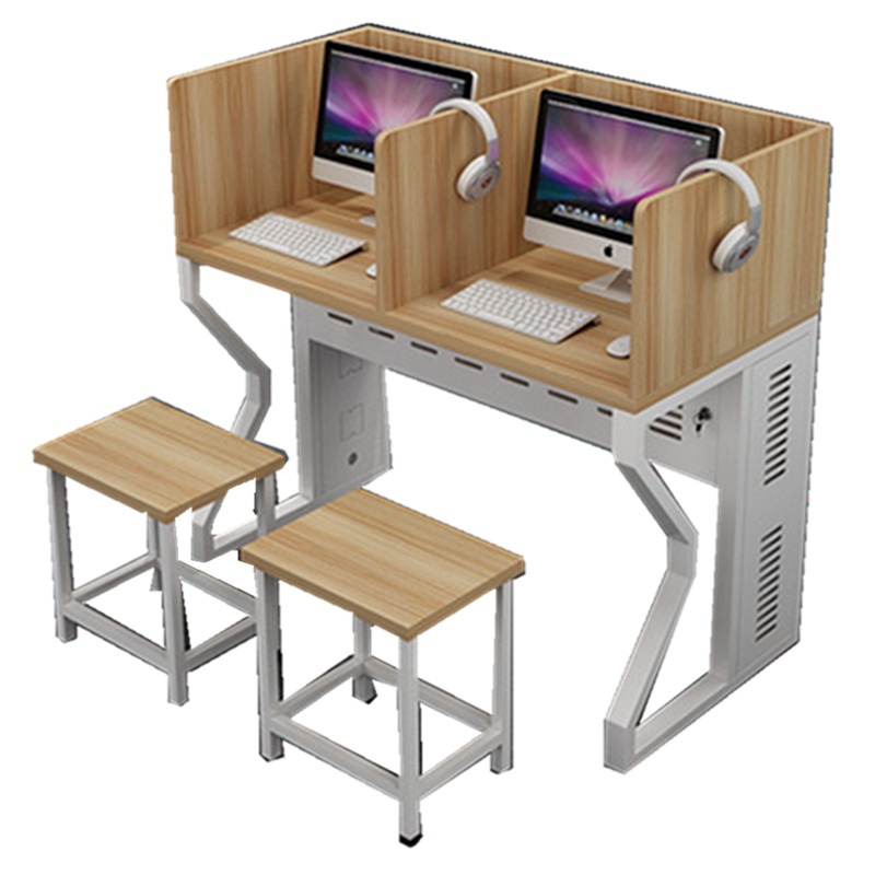 周鼎皖电脑室微机室台式电脑桌(1.4米木板屏风版)