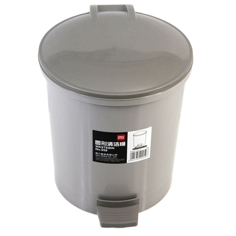 得力(deli)5.5L脚踏耐用圆纸篓/清洁桶/垃圾桶 颜色随机959 1个