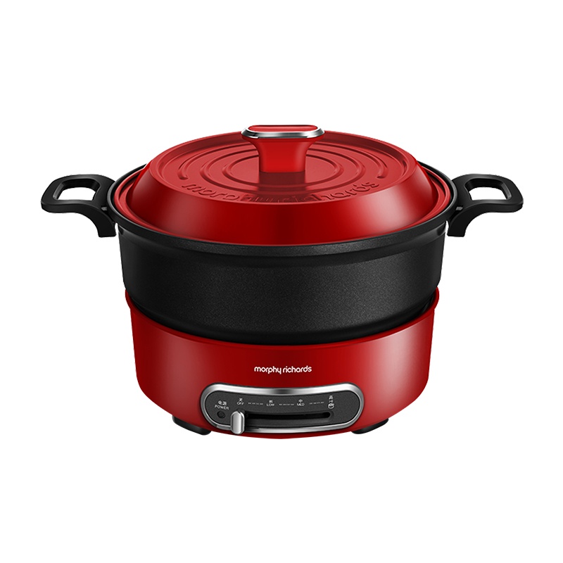摩飞电器(MORPHY RICHARDS)多功能轻煮锅家用小圆锅摩飞网红电烤锅炉一体小型电火锅MR9089 红色