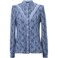 OUNIXUE欧昵雪 | [气质立领加绒蕾丝衫]冬季知性优雅衬衣单排扣花边衬衫女