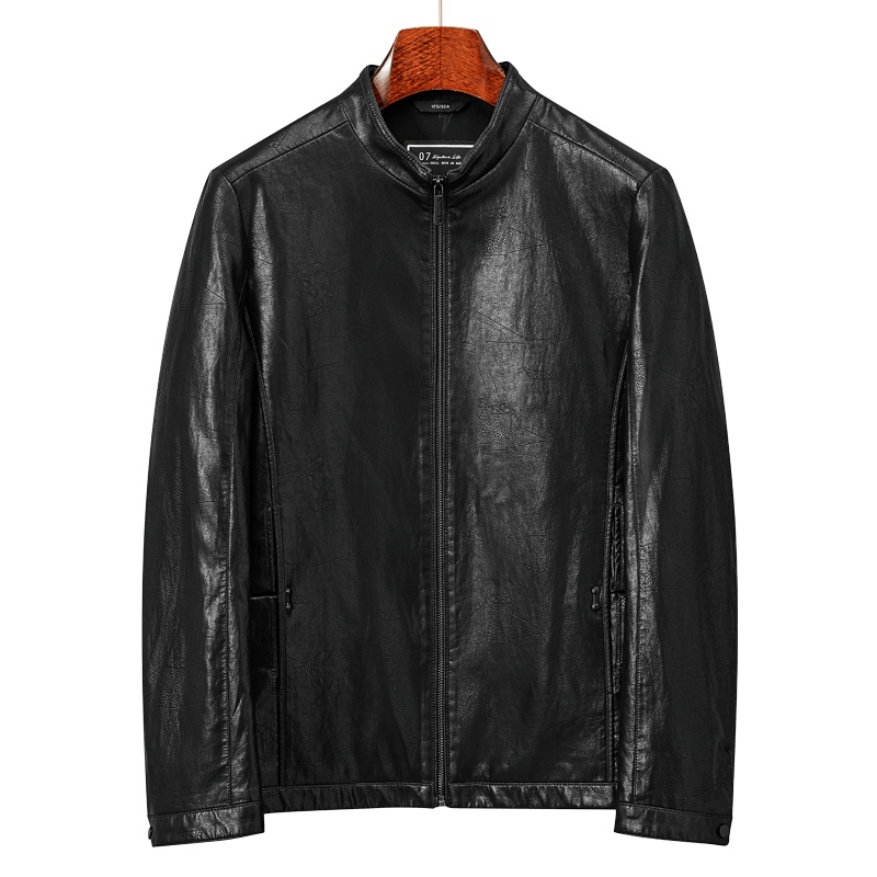 雅鹿男装秋冬新款商务休闲立领修身外套男士PU皮衣1034PA01952