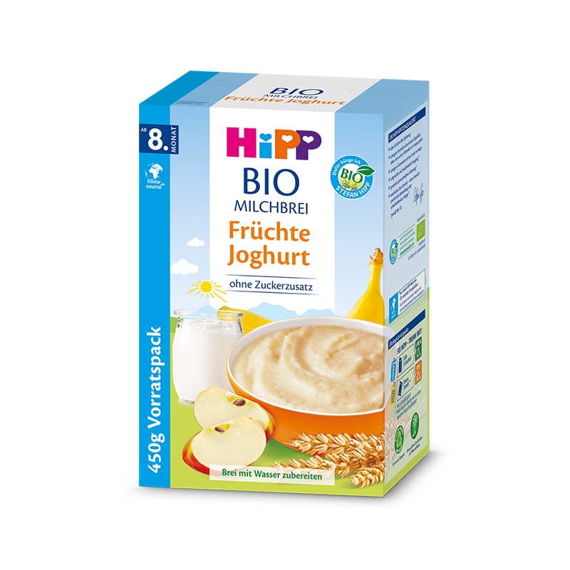 [临期]德国HIPP喜宝婴幼儿有机水果酸奶奶糊8个月+450g/盒