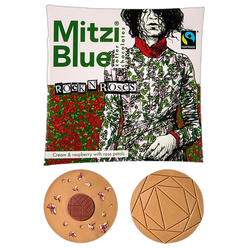 [满2片送精美礼盒]Zotter“摇滚玫瑰”米兹蓝调唱片系列巧克力65g