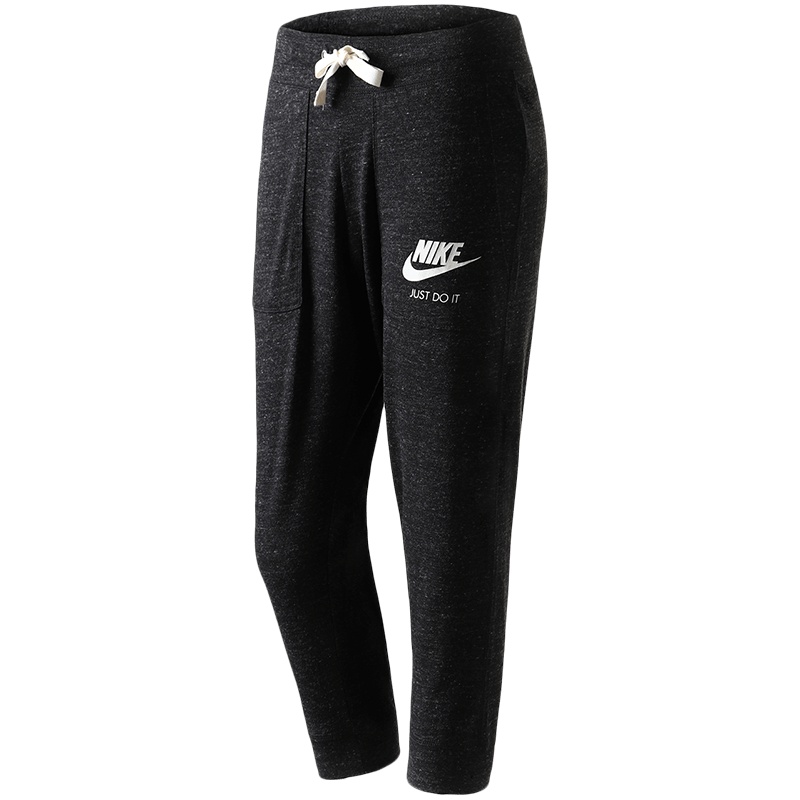 NIKE耐克女裤运动中裤收口针织舒适透气七分运动裤883724 L 883724-010黑+帆白