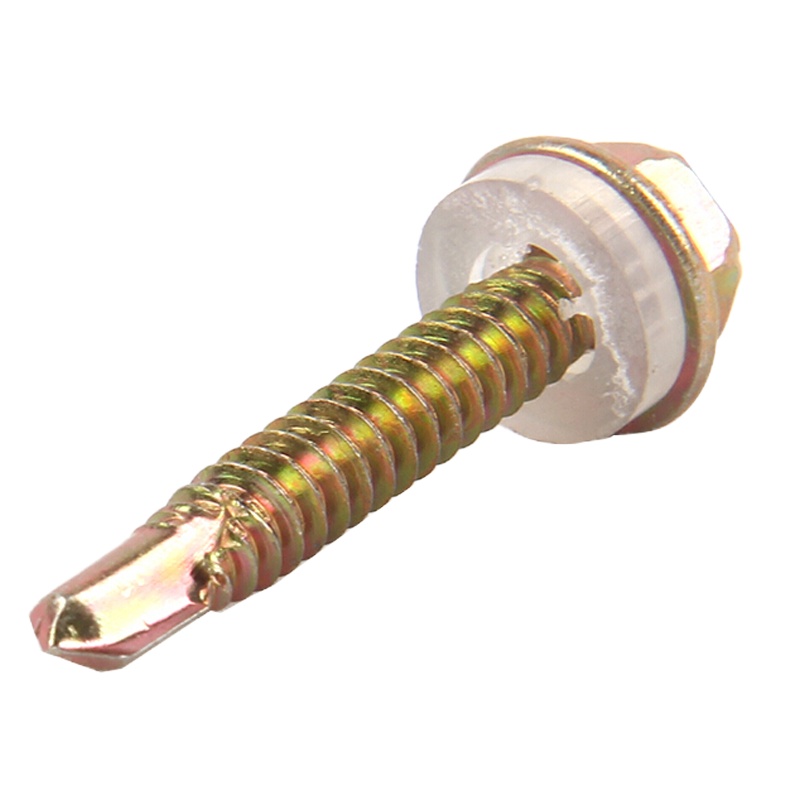 赫钢 六角钻尾 12*40mm 彩锌外六角自攻自钻螺丝钉 钻尾燕尾螺丝 200个/包