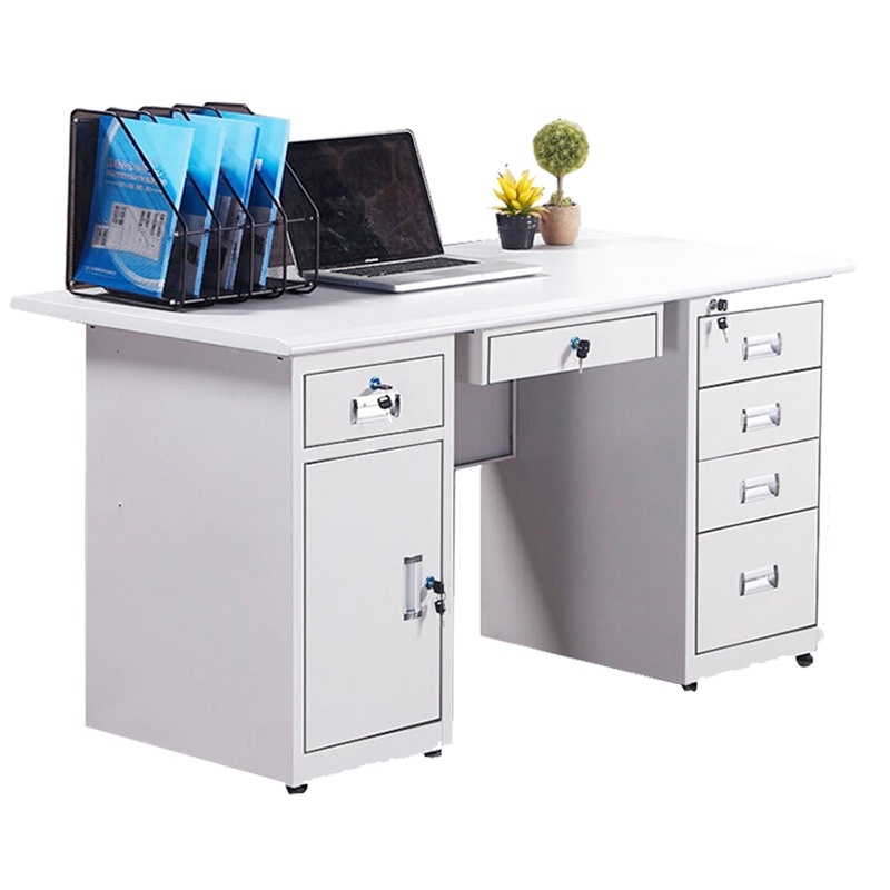 鑫金虎 钢制电脑桌办公桌铁皮职员桌财务桌1.4m