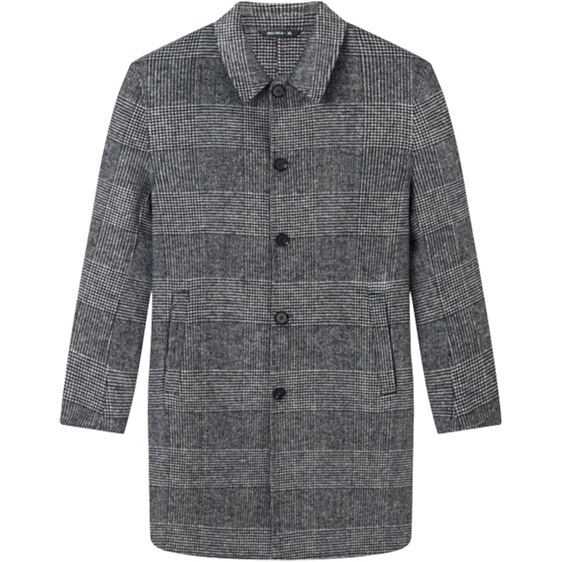 柒牌SEVEN男装毛呢大衣中青年男士翻领商务休闲中长款冬季保暖外套男