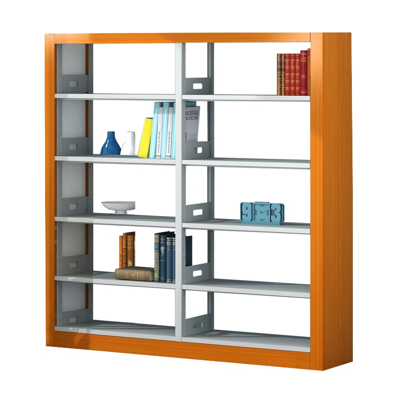 鑫虎威 钢制多层书架学校图书馆阅览室资料架单面展示架带木护书架书柜置物架