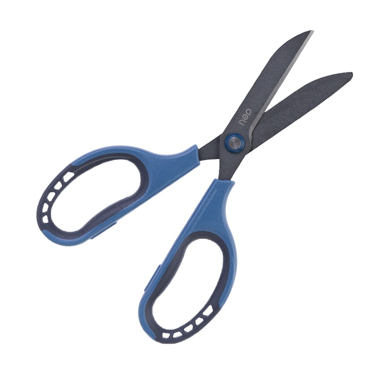 得力(deli)77753特氟龙剪刀大号灰色 刀型剪片不锈钢剪刀 办公居家厨房剪刀防粘防锈 学生手工裁纸刀剪子