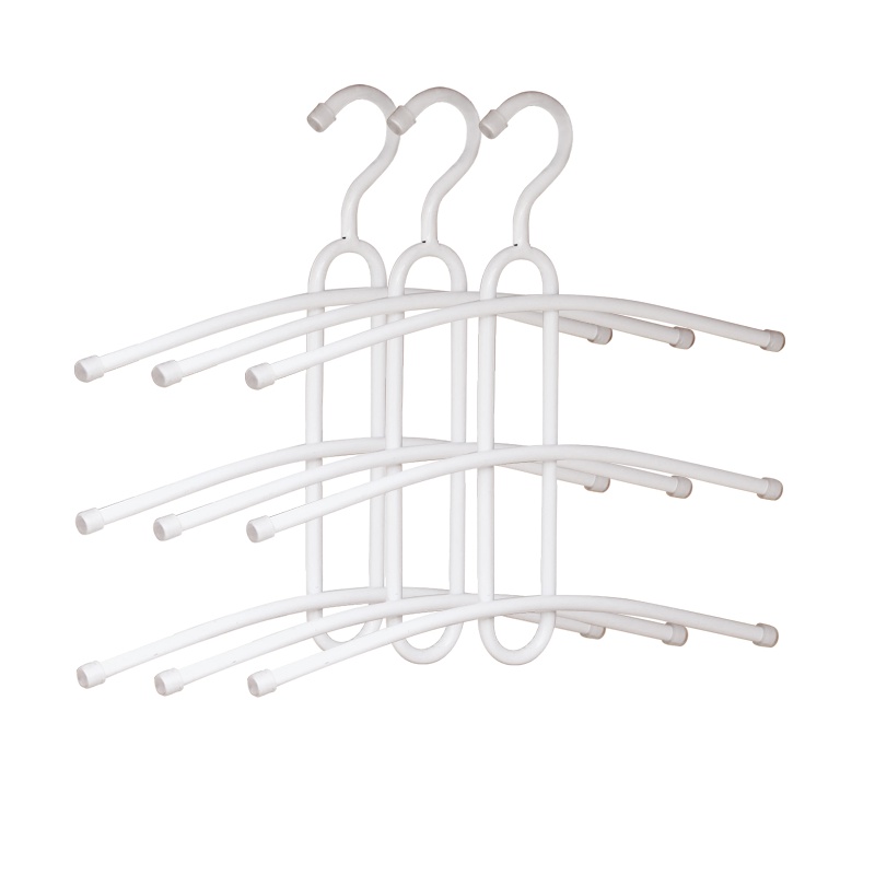 欧润哲 白色三层多功能衣架 鱼骨形多层挂衣架衣撑子收纳整理家用