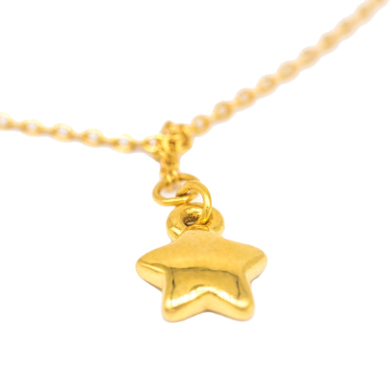 中国工艺 足金饰品3D硬金小星星手链 黄金手链脚链女 送女友礼物