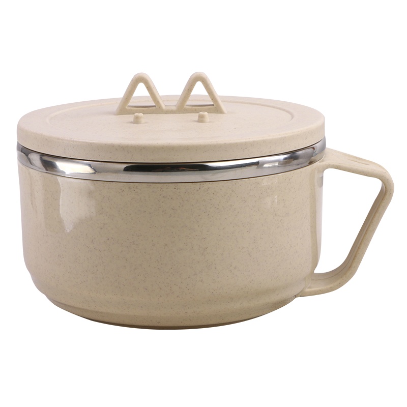 鸣順(Mingshun)304不锈钢泡面碗方便面儿童饭碗家用碗带盖饭盒创意女学生宿舍