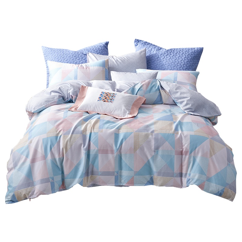 梦洁(MENDALE) 全棉纯棉加厚四件套北欧风条纹格子套件柔软亲肤床上用品