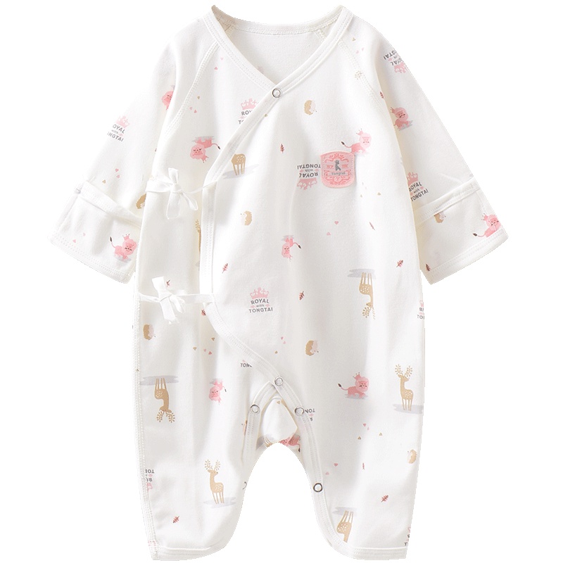 童泰TONGTAI婴儿纯棉蝴蝶哈衣0-3个月初生宝宝侧开系带连体衣爬服