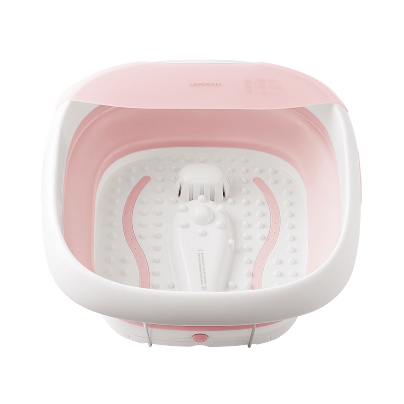 乐范折叠足浴盆 自动按摩洗脚盆 电动加热泡脚桶 家用恒温泡脚盆神器 樱花粉