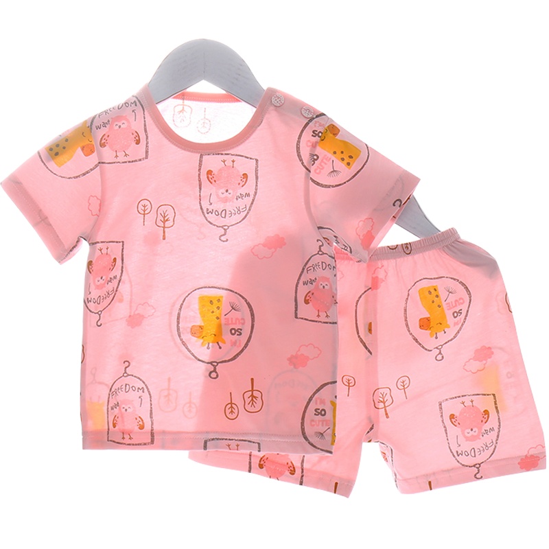 宝宝婴儿短袖短裤竹纤维睡衣套装儿童分体内衣空调服夏季男薄款女