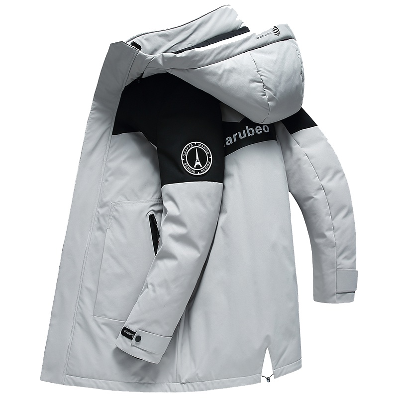 雅鹿潮流帅气外套男2019冬季新款中长款反季清仓连帽羽绒服男士W