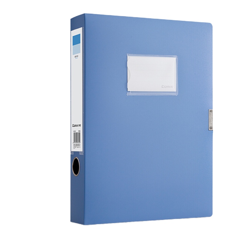 齐心(Comix) 55mm档案盒/A4文件盒/资料盒 耐用粘扣 蓝色 A55
