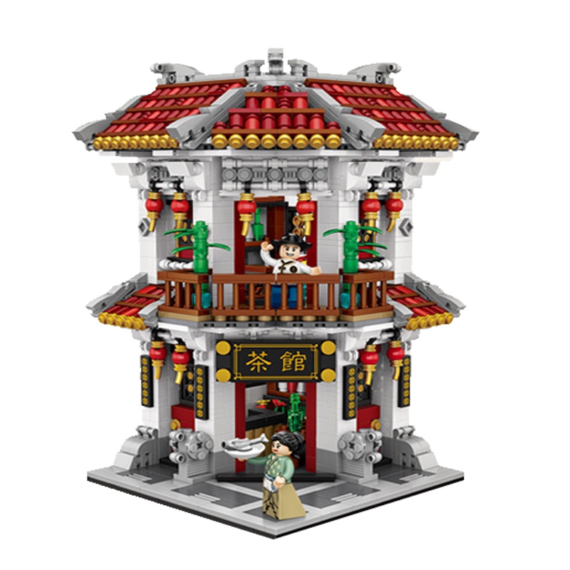 俐智loz小颗粒积木 中华街景迷你益智拼装玩具茶馆1023