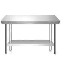德玛仕(DEMASHI)不锈钢工作台 厨房操作台置物架商用打荷台 双层操作台1.0米(工程款201不锈钢)