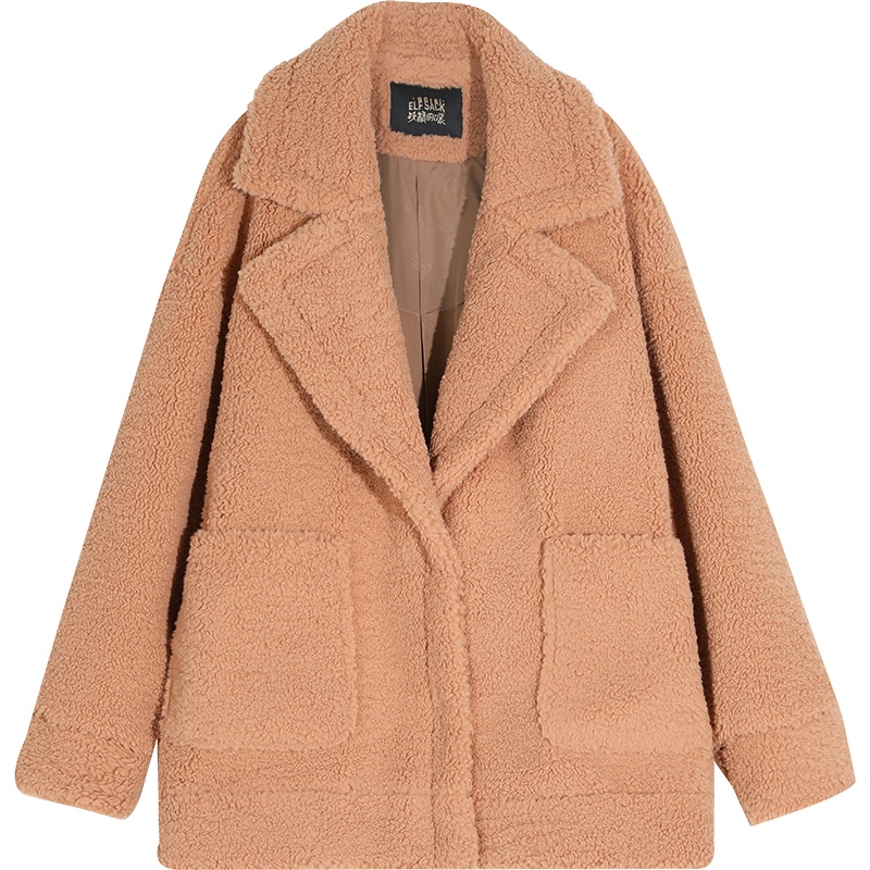 妖精的口袋刺绣羊羔毛呢大衣2019冬季新款女小个子中长款呢子外套