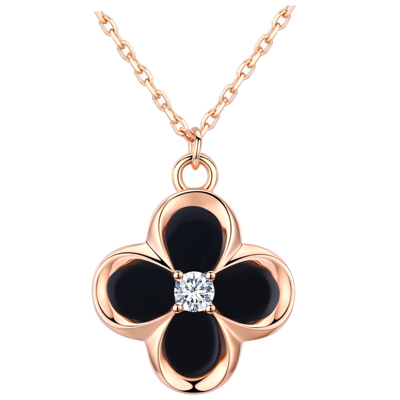 佰色传情BRIR S925纯银项链双面佩戴四叶草时尚气质