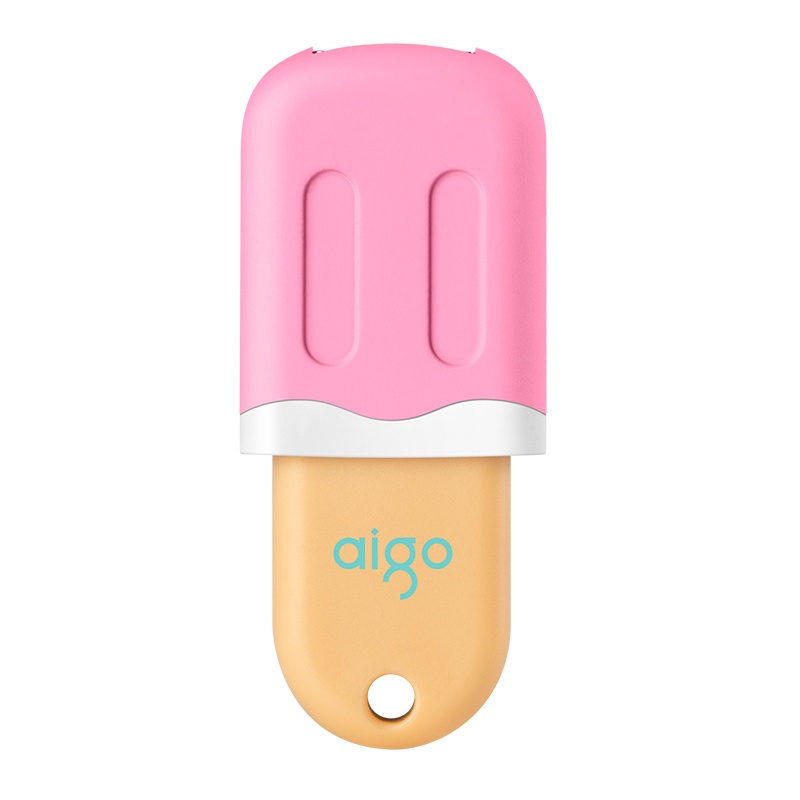 爱国者(aigo)U333雪糕推拉u盘 16GB 车载优盘手机电脑两用高速正品创意定制u盘 粉色