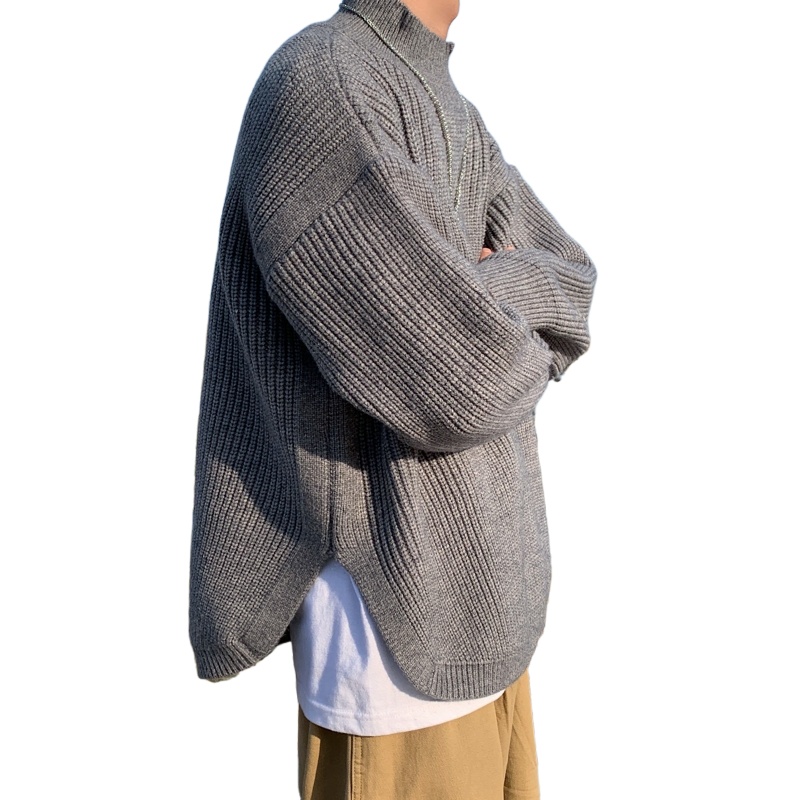 茜靓CHYLLIRN毛衣男潮牌宽松针织衫秋冬新款港风ins潮流百搭纯色打底