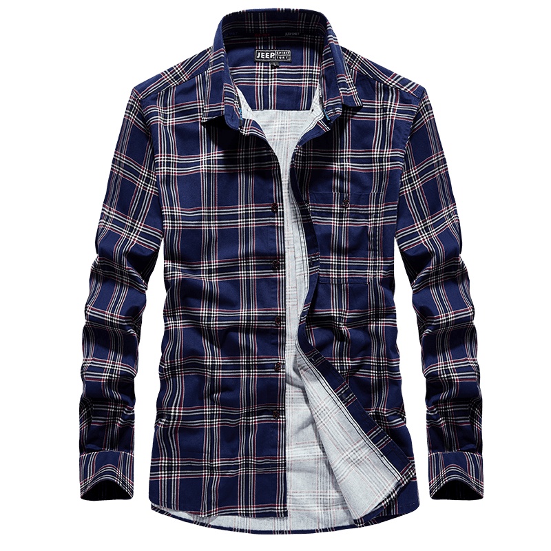 jeep男士长袖衬衫韩版潮流休闲纯棉衬衣宽松2019春秋季新款