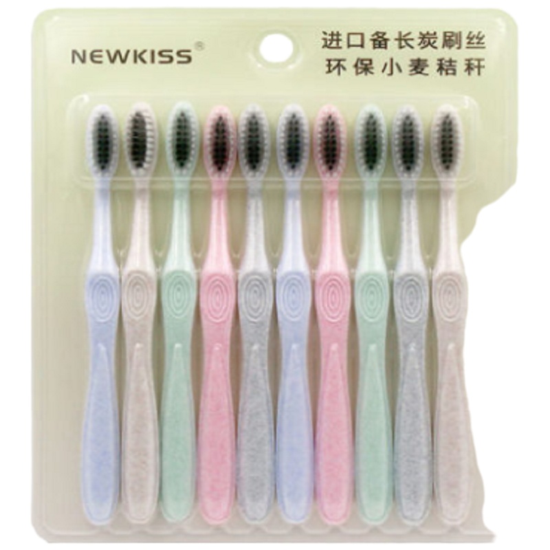 柳客+612+10支装+成人麦风备长炭丝牙刷颜色随机