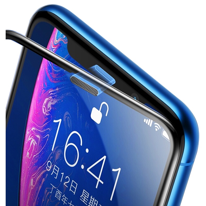 ESCASE iphone 11/xr钢化膜 苹果11/xr钢化膜[带防尘网]高清iPhone全覆盖防爆玻璃手机前贴膜