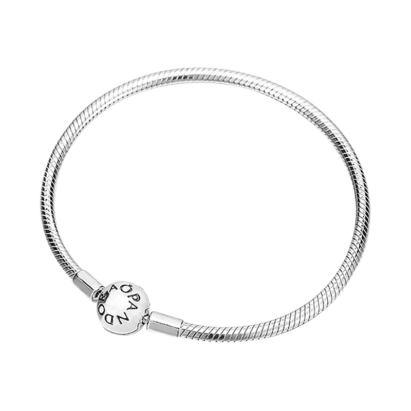 PANDORA/潘多拉 Moments光滑蛇骨925银扣手链 女士 人造水晶 送恋人 590728