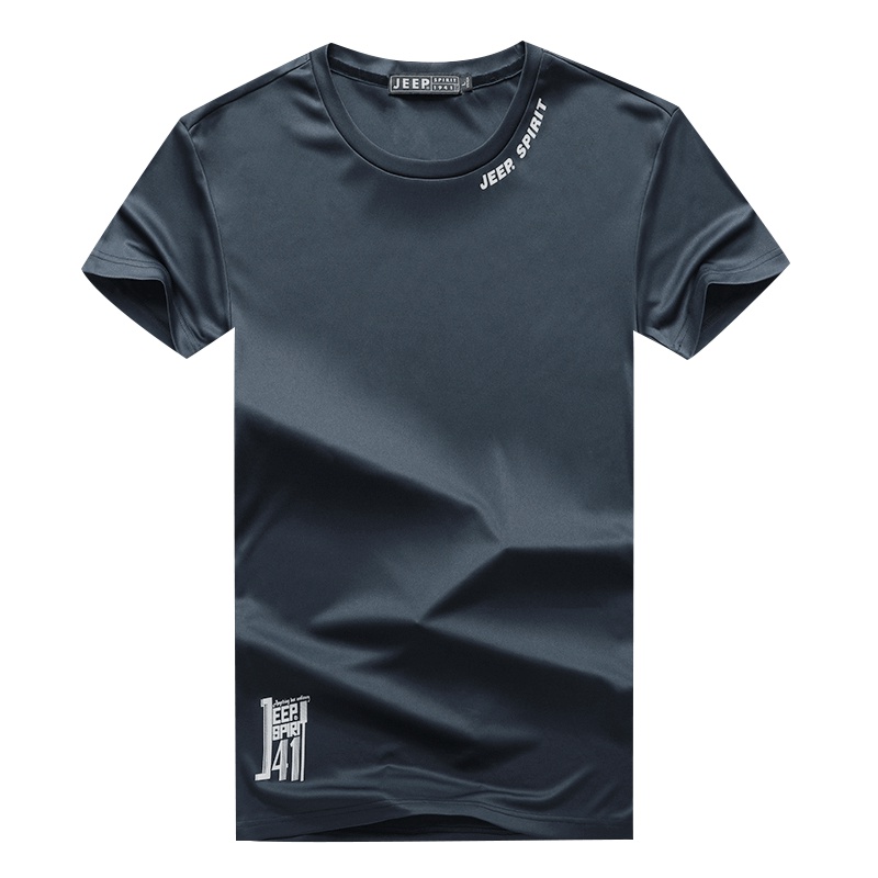 JEEP/吉普夏季新款短袖T恤男圆领套头男装上衣印花休闲修身体恤衫夏天薄款半袖小白衫