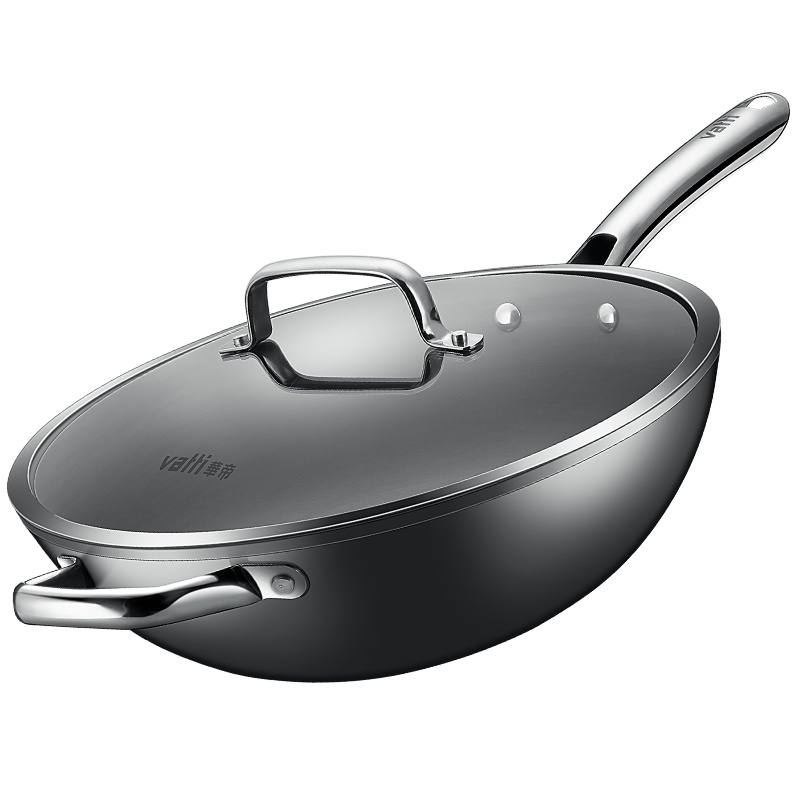 华帝真不锈铁锅无涂层不生锈炒锅燃气明火专用家用精铁炒菜锅32cm