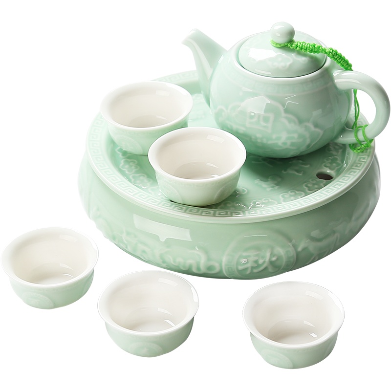 苏氏陶瓷(SUSHI CERAMICS)窑变绿宝石釉茶具套装陶瓷茶壶功夫茶具套组