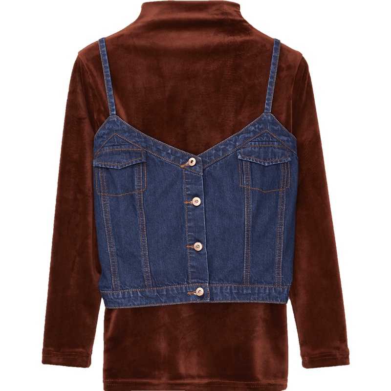 2019爱居兔秋季女装 外件吊带设计长袖梭织上衣