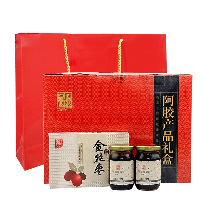 [加赠360g金丝枣]东阿阿胶 阿胶系列产品礼盒阿胶蜂蜜膏220g*4+阿胶金丝枣100g*2 送人大礼包