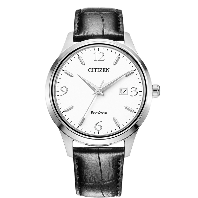 西铁城(CITIZEN)手表 光动能小牛皮情侣表男表BM7300-09A