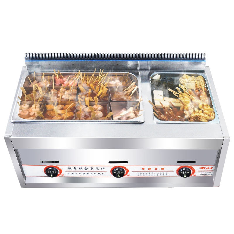 乐创(lecon) 关东煮锅机器燃气单双锅串串香机麻辣烫面炉电炸油炸炉商用煮面炉小吃设备 三头关东煮-燃气型