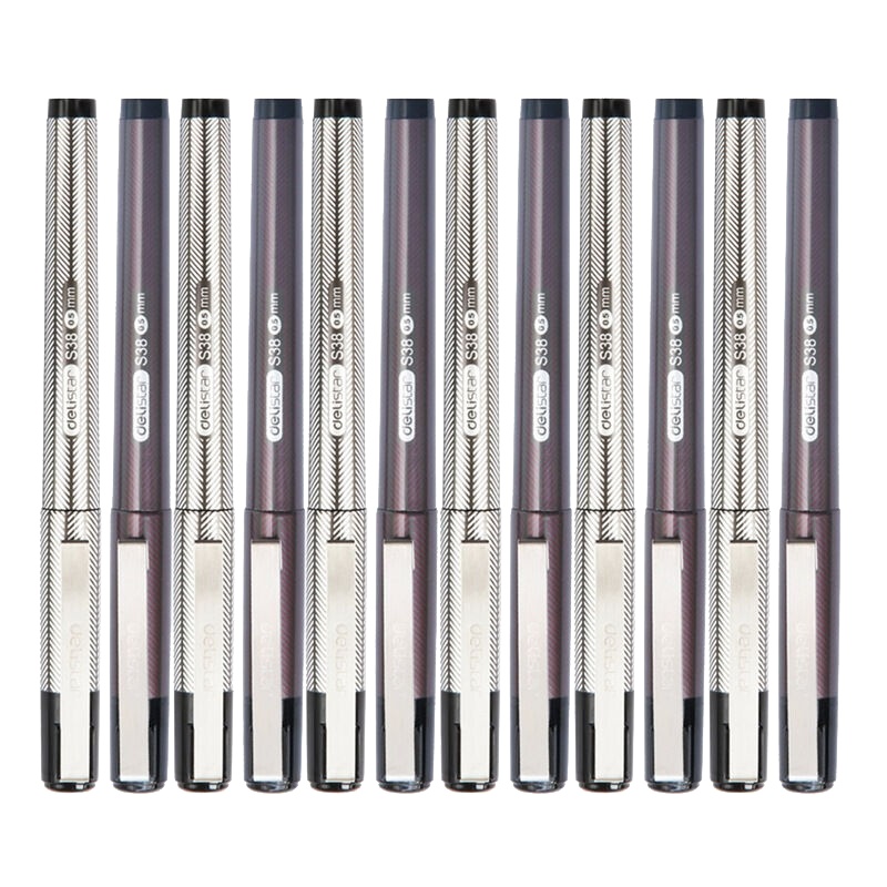 得力(deli)S38 中性笔黑12支/盒0.5mm水笔签字笔水性笔碳素笔办公用品