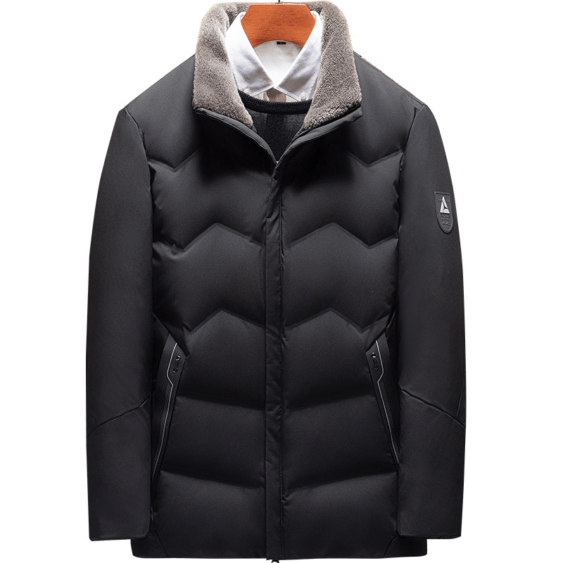 雅鹿男装90白鸭绒100%绵羊毛翻领休闲百搭男士羽绒服WF67U0934