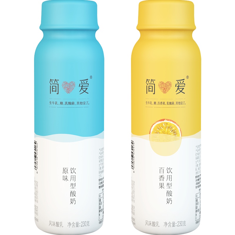 简爱 水果裸酸奶230g*8瓶(原味+百香果) 多种口味低温酸奶牛奶鲜奶