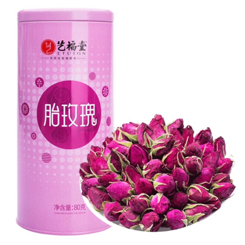 艺福堂花草茶胎玫瑰花茶80g罐
